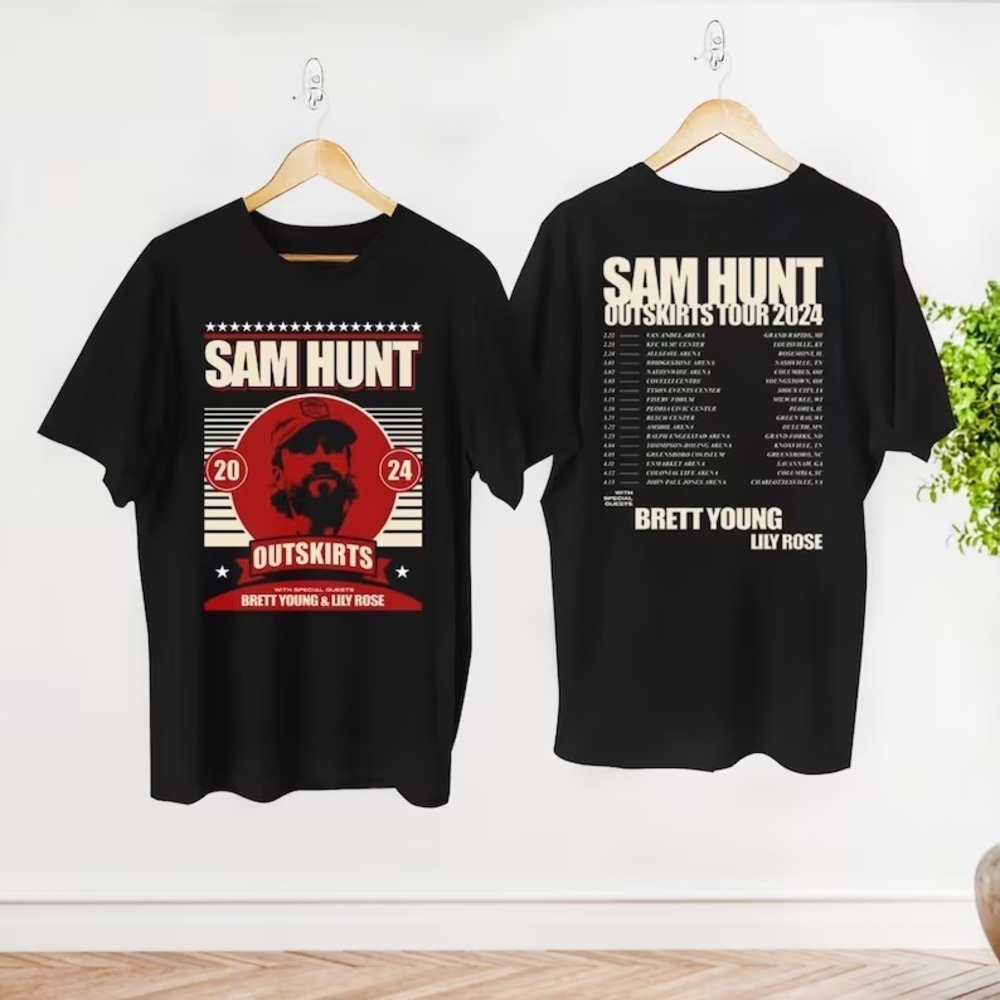 Sam Hunt 2024 Outskirts Tour T-Shirt, Sam Hunt 2024  2 Sided T-Shirt